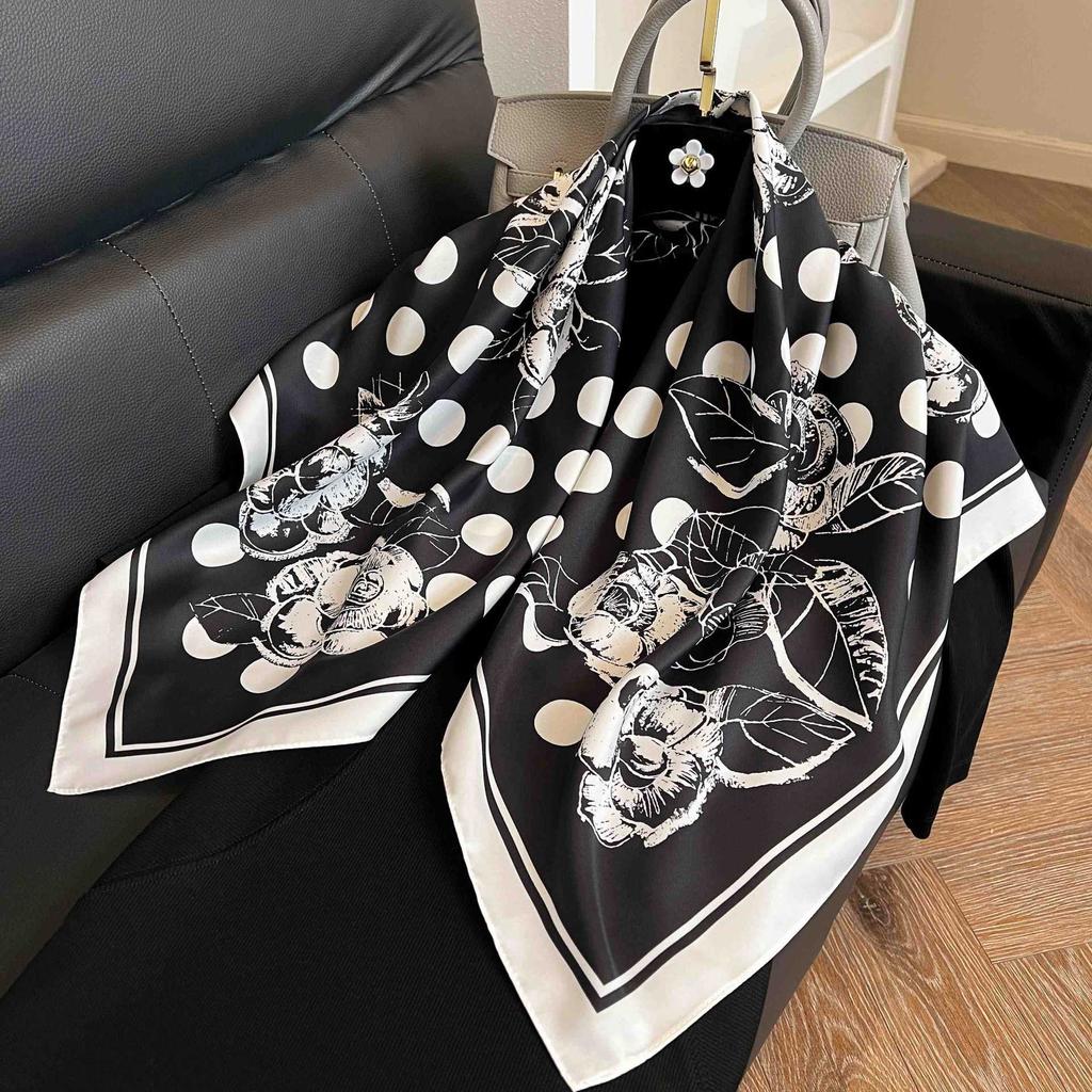 91Cm square scarf silk scarf women's new literary and fashion scarf accessories autumn and winter retro versatile shawl
