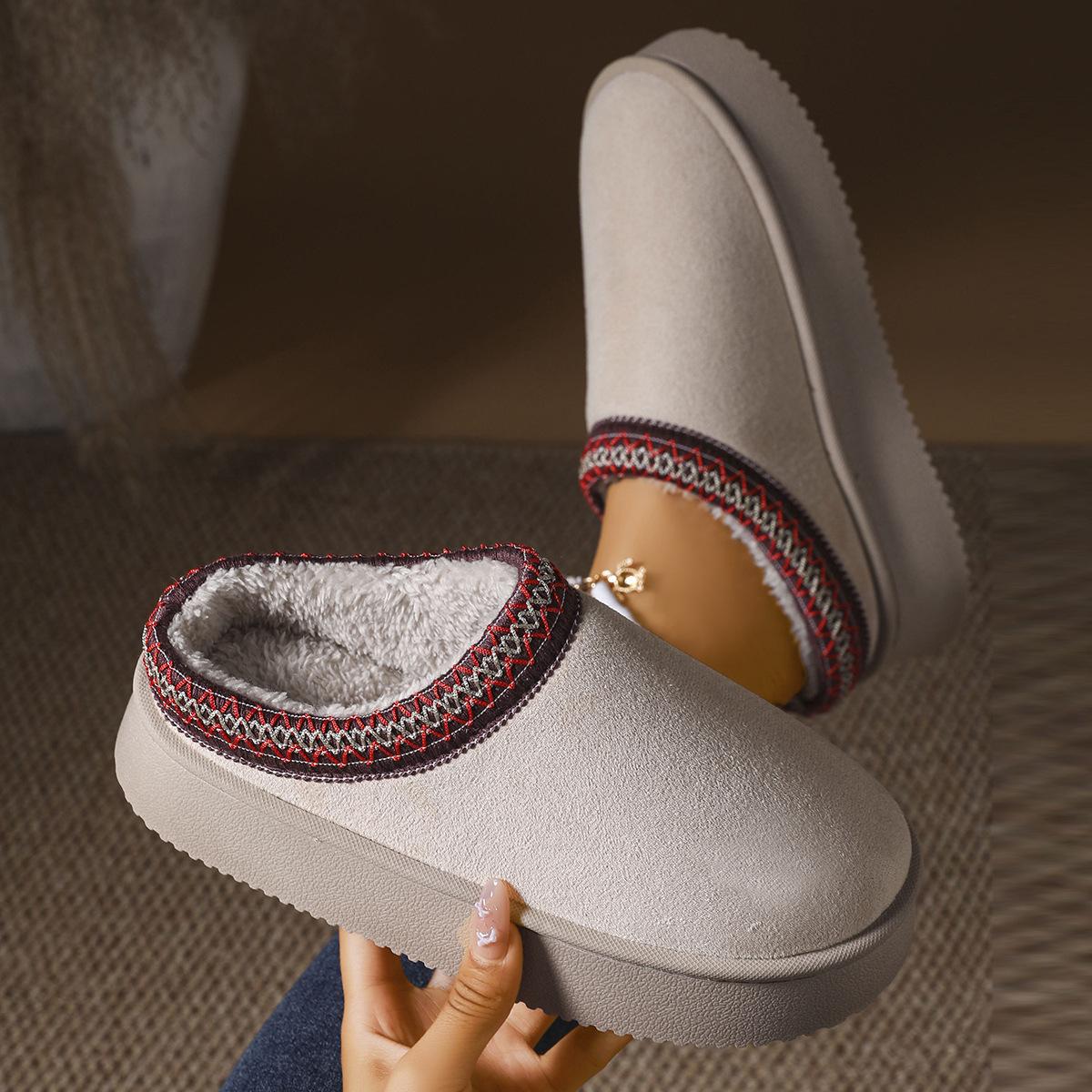 

Новые модные зимние ботинки в этническом стиле на шнуровке для женщин, полусапоги из хлопка, теплые зимние ботинки для осени и зимы 43 бежевый