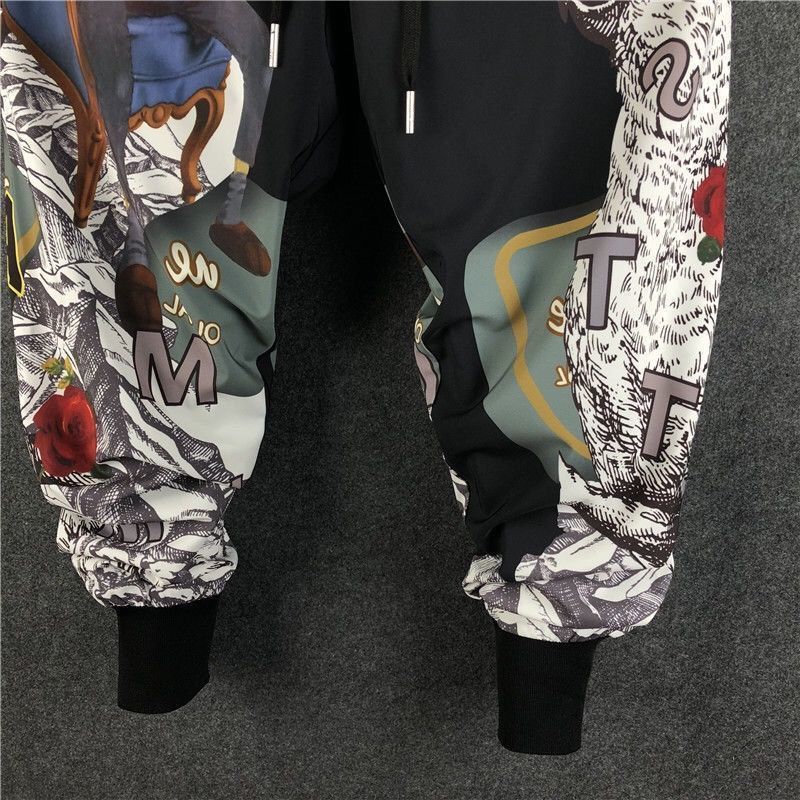Pánska móda Joggers Patchwork Elastická sťahovacia šnúrka Street Hip Hop Nohavice s potlačou Japonské streetwear Harajuku