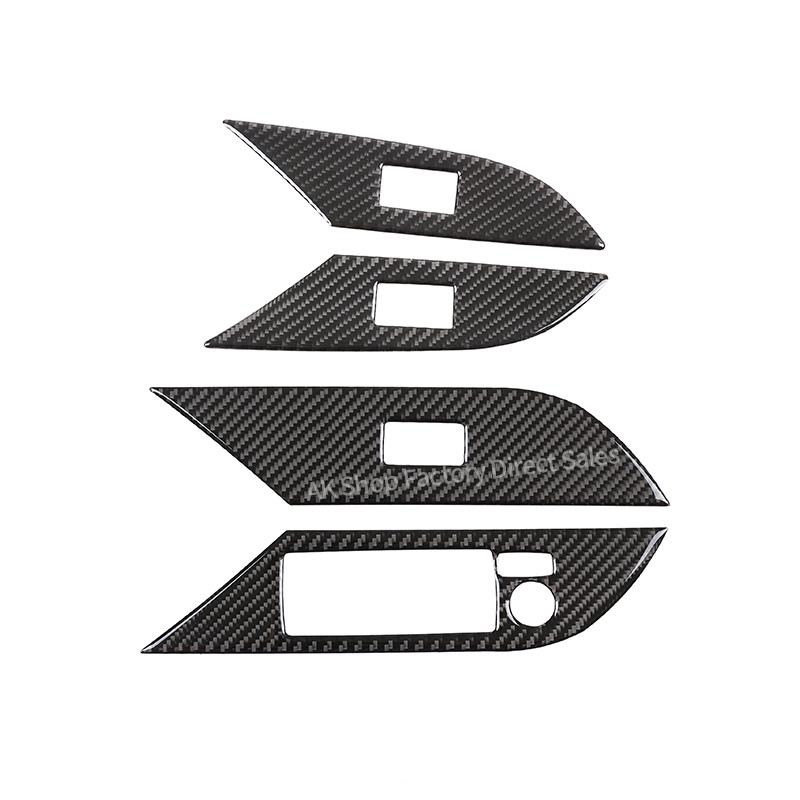 For Toyota Hilux 2015-2021 Real Carbon Fiber Car Window Glass Lift Switch Panel Cover Decorative Sticker Car Accessories