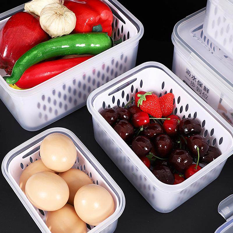 Refrigerator Preservation Storage Box Drain Basket Storage Containers Sealed Box Vegetable And Fruit Drain Box Organizer