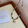Natural Stone Beaded Auspicious Little Elephant Necklace for Women, High-end Sweater-style Neck Chain Accessory