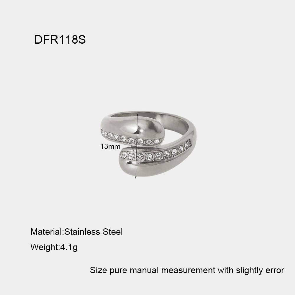 18K Gold Plated Zircon Geometric Multi-layer Spiral Ring for Women - Waterproof Stainless Steel with Rhinestones