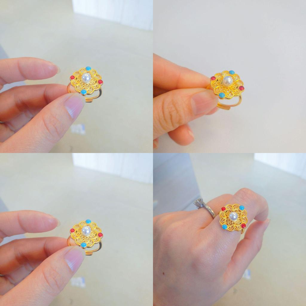 Exquisite Adjustable Gold Plated Enamel Ring With Geometric Design For Unisex Fashion