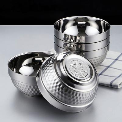 1PC Creative 304 Stainless Steel Soup Rice Bowl Korean Double Layer Heat Insulation Ramen Noodle Salad Bowl Utensils for Kitchen
