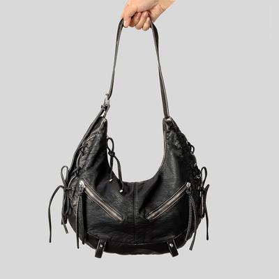 Punk Biker Unterarm Tasche Spice Chic Metall Reißverschluss Schulter Tasche frauen Crossbody Tote