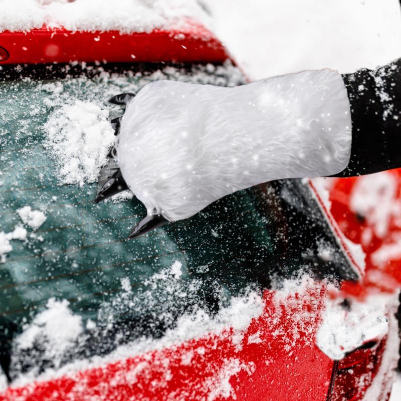 Car Windshield Ice Scraper Bear Claw Mitt Waterproof Snow Shovel Brush With Warm Gloves Scratch-Free Snow Removal Tools