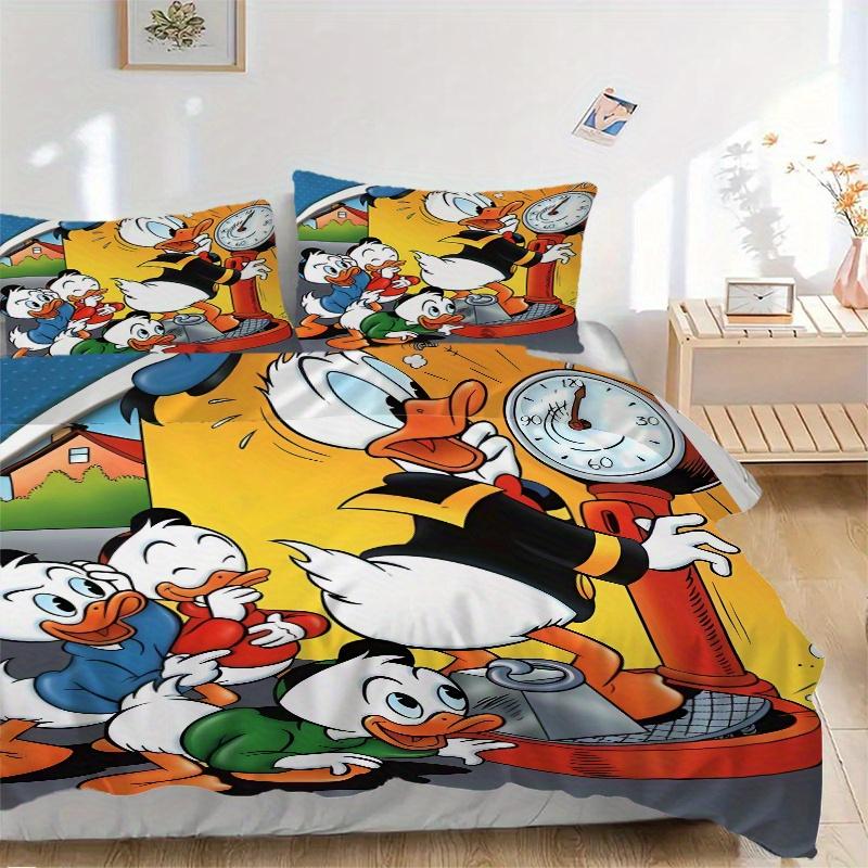 

3pcs Weighing Donald Duck and Nephew Quilt Cover Set (1 Quilt Cover + 2 Pillowcases Without Pillow Core), High-Definition Printing for Home and D 135x200cm