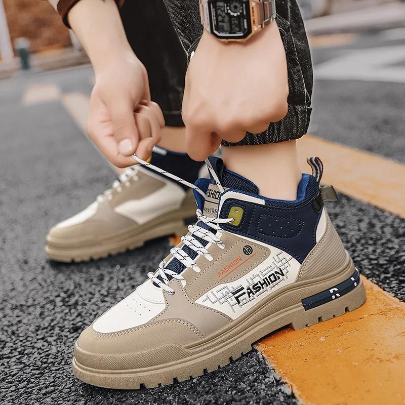 Fashion Mens Shoes Casual Autumn Winter Sneakers Outdoor Platform Hiking Fashion Luxury Leather Loafers Tennis Ankle Boots Flat Trainers