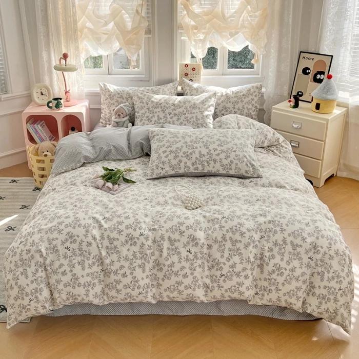 2025 New Spring and Summer Quilt Cover Three-piece Skin-friendly Grinding 13070 High-count Cotton Four-piece Bedding