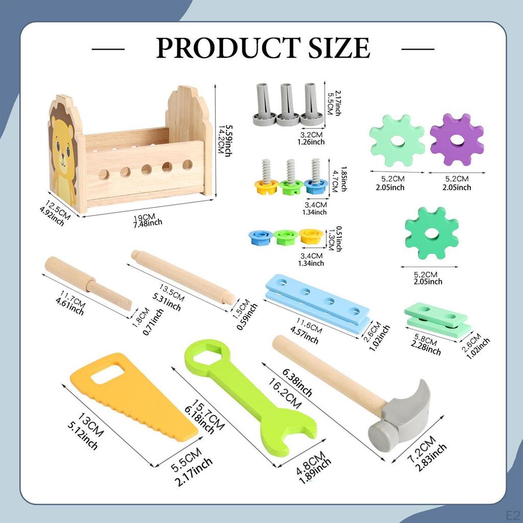 Kids Tool Set Construction Toys Early Childhood Education Nut and Screw Tightening Wooden Toddlers
