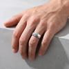 Wide Two-tone Textured Stainless Steel Ring for Men Women Anillos Vintage Wave Pattern Band Rings Size 6-9 Jewelry