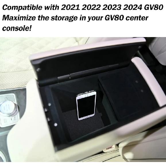 Center Console Organizer Tray Compatible with Genesis GV80 2021-2025 Accessories, Secondary Storage Armrest Glove Box