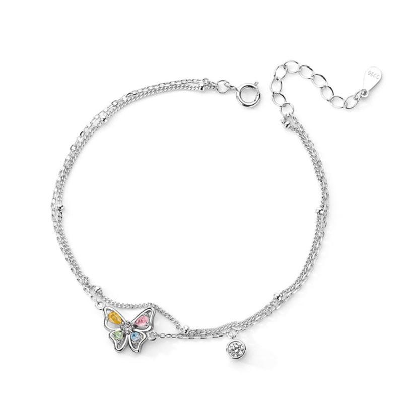 

Серебряный браслет S925, цветной браслет с бриллиантами и цирконом, браслет с изображением эльфа, милый браслет на день рождения, браслет с ледяным цветком, браслет с бабочкой