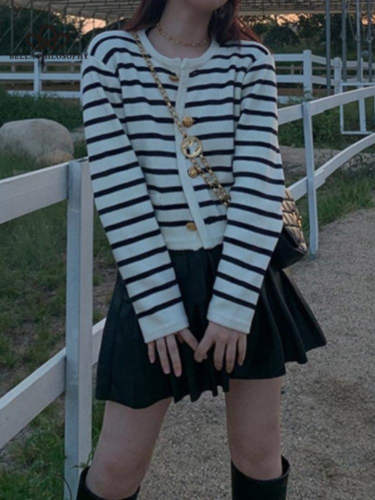 Women Fashion Striped Cardigan Casual Long Knitted Cardigan Women Sweater Coat New Cardigans Woman Clothes