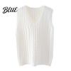 Solid Color V-neck Top Women Knitting Vest V-Neck Sleeveless Twist Texture Pullover Sweater Casual Daily Wear Layered Knit