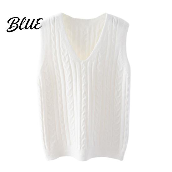 Solid Color V-neck Top Women Knitting Vest V-Neck Sleeveless Twist Texture Pullover Sweater Casual Daily Wear Layered Knit