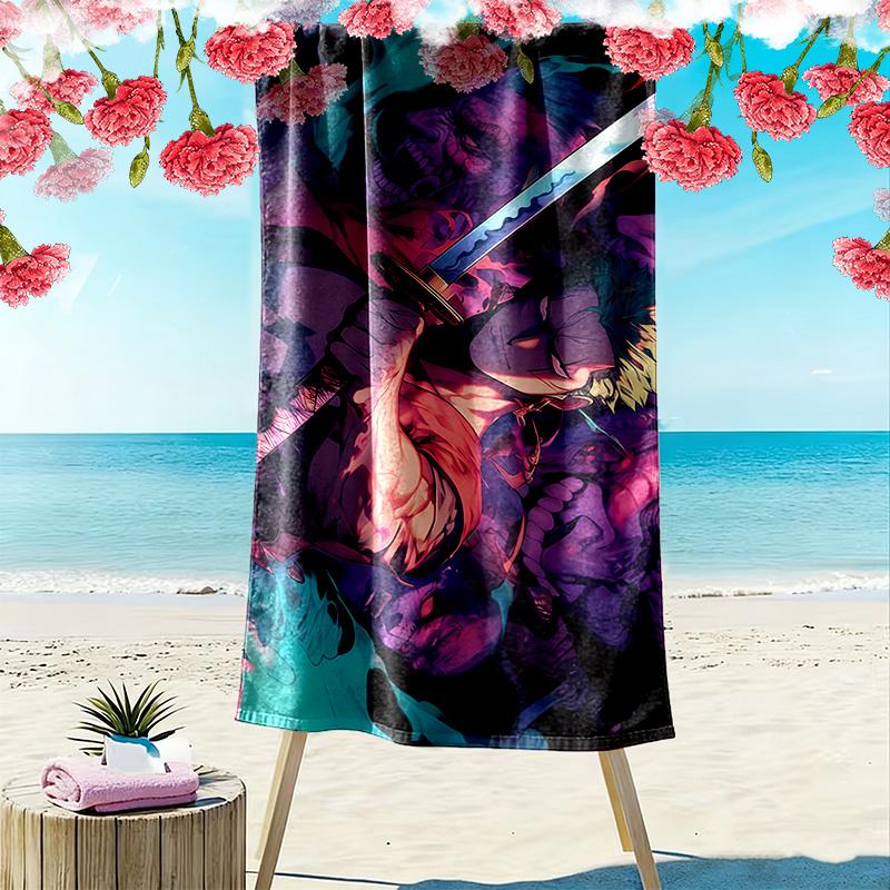 Roronoa Zoro Print Beach Towel, Large Soft Quick Dry Towel for Beach Camping Swimming