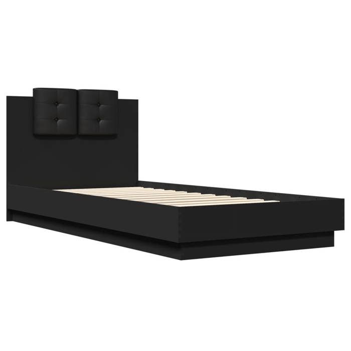VidaXL Bed Frames with Headboard, Single Bed with Slat Base, Adult Bedroom Bed, Modern, Black 100x200 Cm Wood 3209934