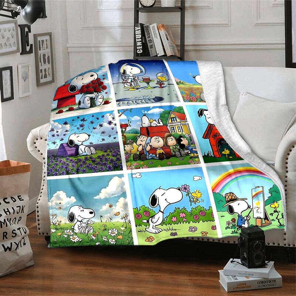 1pc Snoopys Valentine Collage flannel Blanket for Super Soft Cute Comfort Blanket for Travel Bedding Couch Sofa Blanket Y7306
