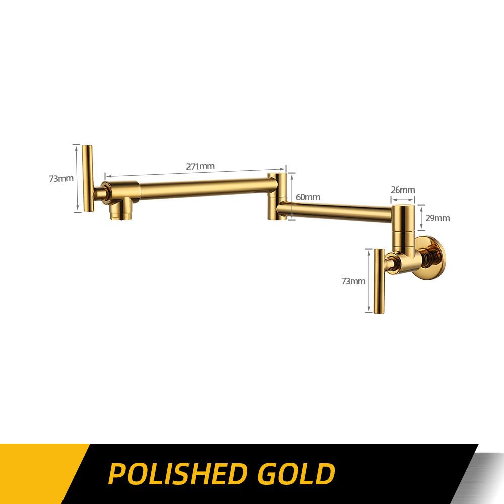 

Настенный смеситель для мойки кухни, розовое золото/серый пистолет, одинарный смеситель для холодной воды, поворотный на 360 градусов, складной излив, латунный кран