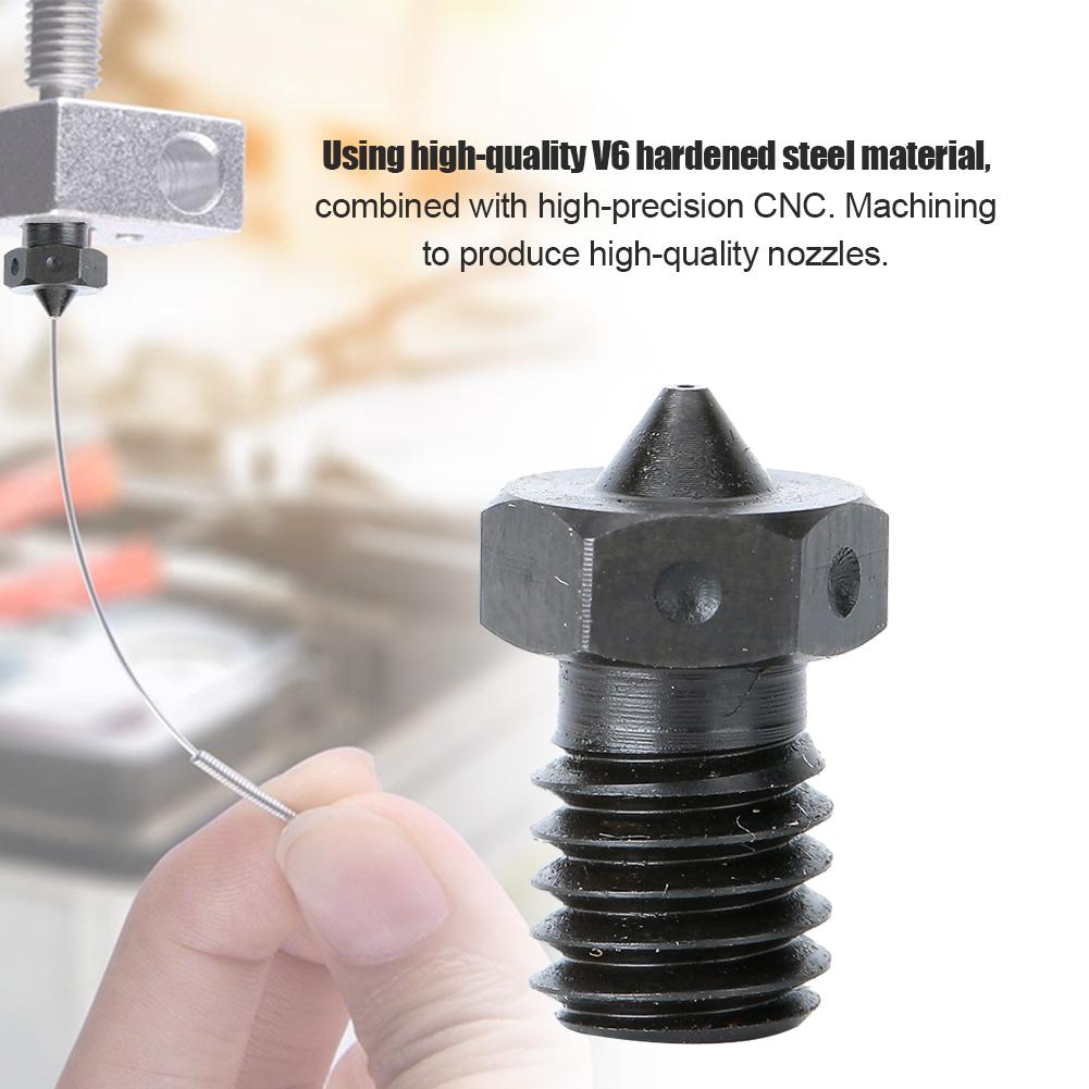 4Pcs 3D Printer Accessories 1.75mm Nozzle 0.5mm top Level V6 Hardened Steel High Precision for Pursa