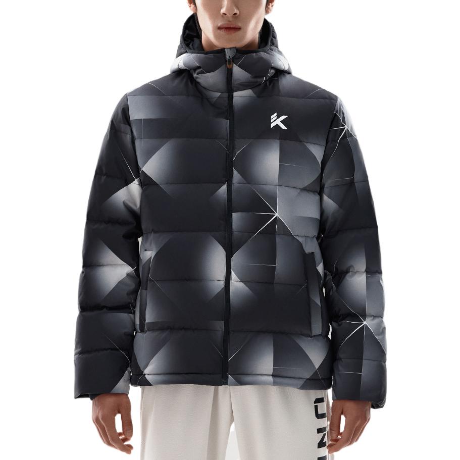 Anta Fleece-Lined Thickened Hooded Down Jacket With All-Over Print Men Outerwear Black 152241908-4