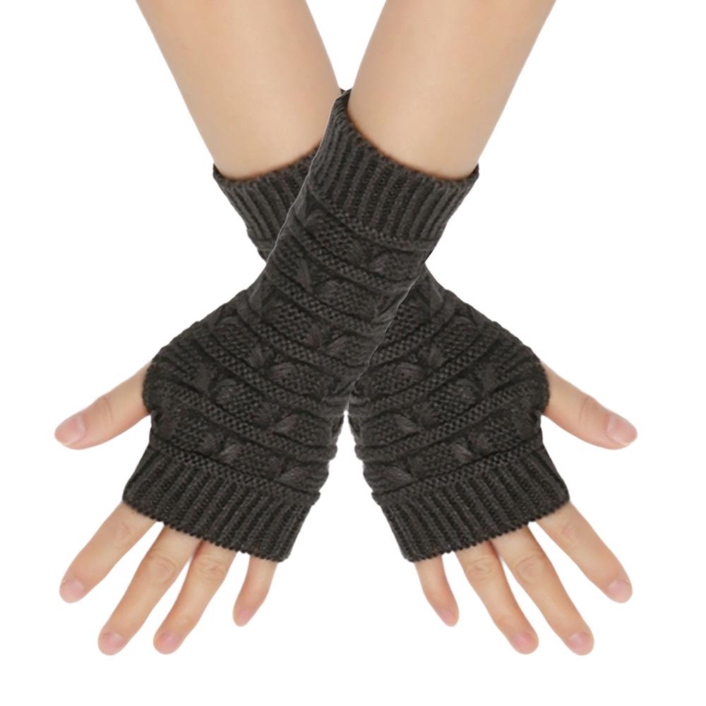 Autumn/Winter Jacquard Wool Wrist Guards Half-Finger Gloves for Men & Women