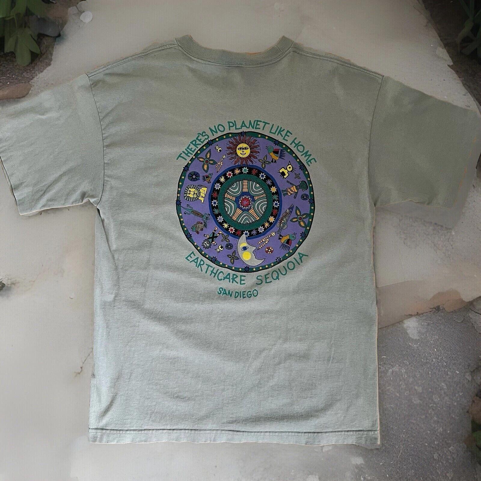Vintage No Planet Like Home Shirt XL Green 90s Nature Earth Care Sequoia Art 4XL