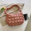 Women Quilted Tote Bag Solid Color Large Capacity Soft Puffer Handbag Portable Lightweight Crossbody Bag