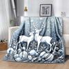 1pc Deer Printing Lightweight Flannel Blanket, Comfortable and Warm Blanket, for Camping Sofa Bed and Couch Office, Suitable for Gift Blanket