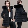 Women Down Cotton Coat Winter Puffer Parkas Fur Collar Thicken Warm Snow Wear Hooded Padded Coat Zipper Woman Overcoat
