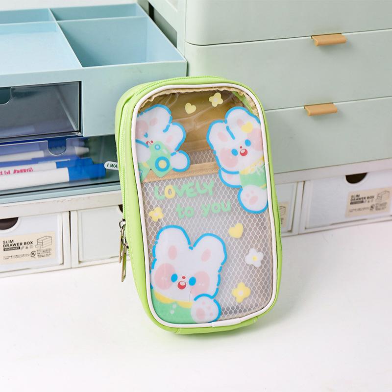 

Little Bear Stationery Bag Cute Pencil Case Portable Stationary Bag High-Capacity Pencil Organizer Transparent Stationery Box
