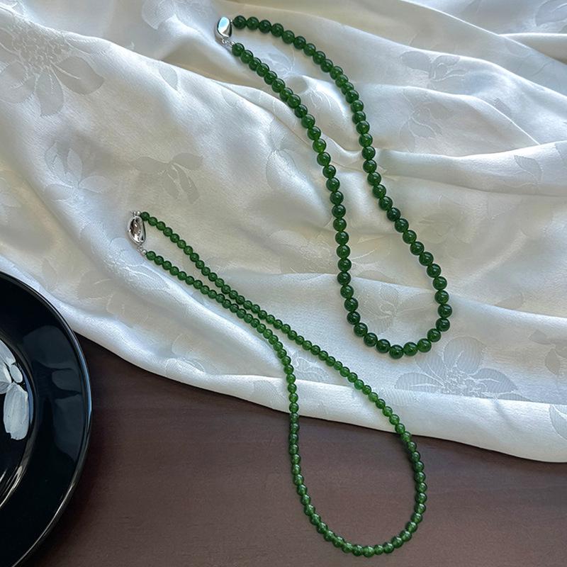 Elegantní náhrdelník z korálků ze zeleného achátu pro ženy - Svěží, jednoduchý a všestranný choker