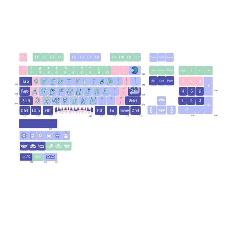 Krytky kláves 126KS StayupMonster Krytky kláves DA profil Kompletní sada Krytka kláves Barvené sublimací Silné PBT pro herní mechanickou klávesnici