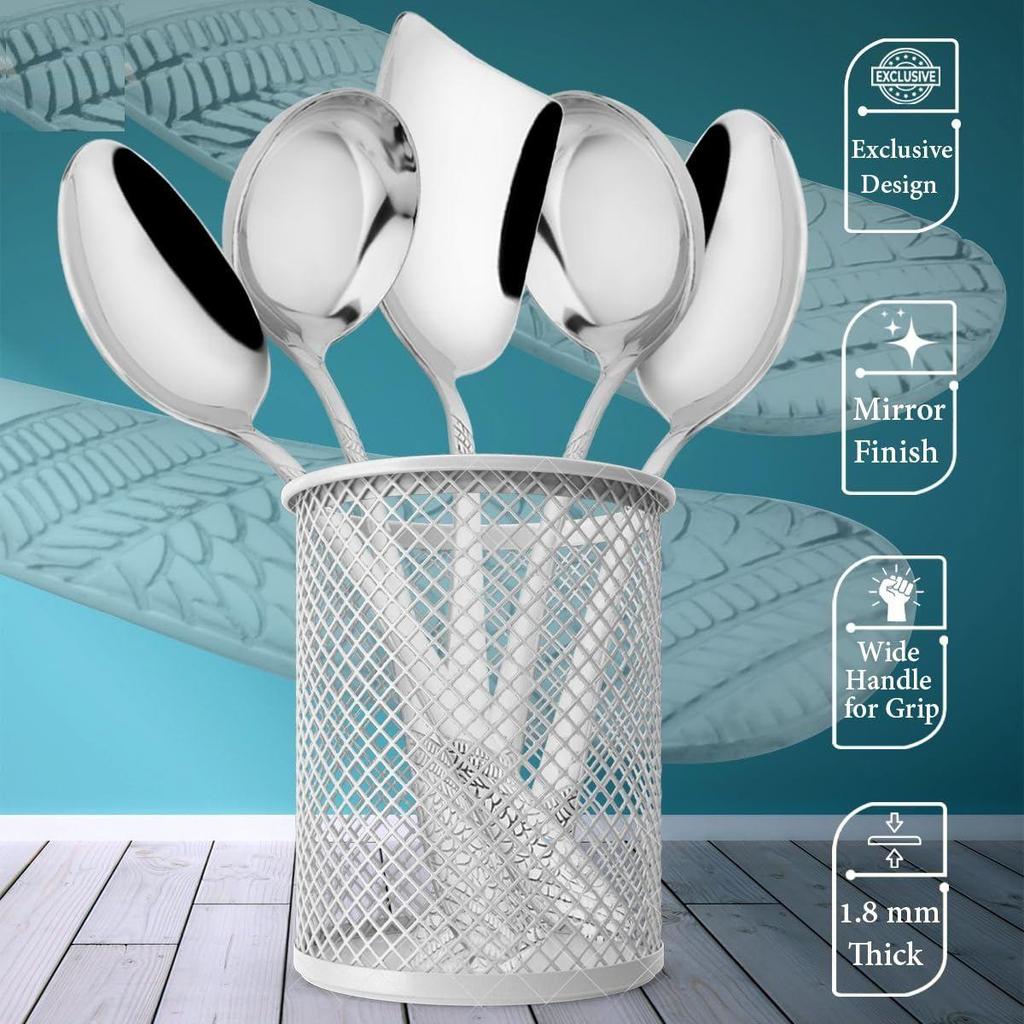 5 Delar Rostfritt Stål Serveringssked Set för Matbord/Kök, 1,8 mm Tung Mätare