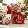 Christmas Decoration Pillowcase Red Snowflake Christmas Tree Pillow Cover Living Room Sofa Cushion Cover Room Home Decoration
