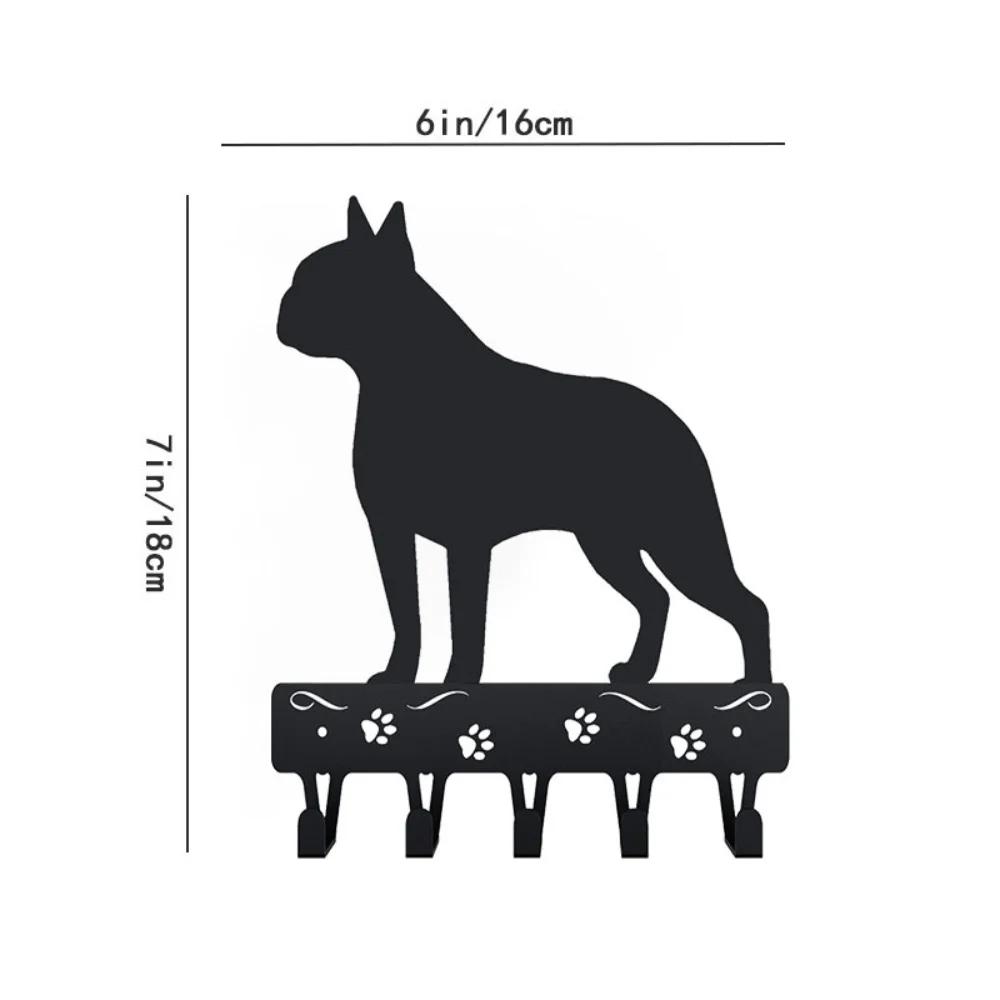 

1 шт. Вешалка для ключей и поводка для французского бульдога - 9-дюймовый/6-дюймовый металлический настенный крючок для гостиной/украшения дома M светло-серый