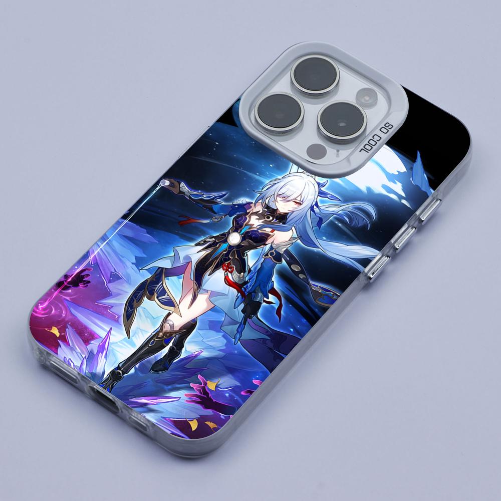 HSR Jingliu White Translucent Mobile Phone Case for iPhone 17 16 15 14 13 12 11 X XR XS Air Pro Max Plus Colorful Cover