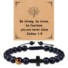 Cross Bracelet Religious Gifts, Handmade Beaded Bracelets,beaded inspirational bracelet, Tiger Eye Bracelet Gifts
