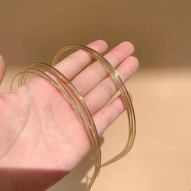 Vynikající Elegantní Čelenka Dámská Vícevrstvá Kovová Vlasová Obruč Módní Temperamentní Vlasová Páska Vlasové Doplňky Hladká Hlavová Obruč