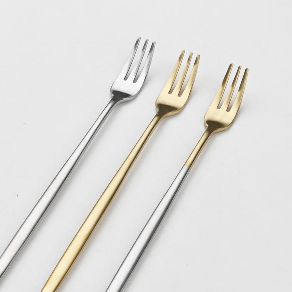 Abella matte stainless steel long tea fork in 3 colors