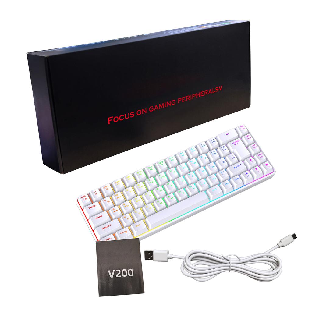 Russian English Dual Language Keyboard 68-Key RGB Backlit Gaming Mechanical Keyboard for Gaming