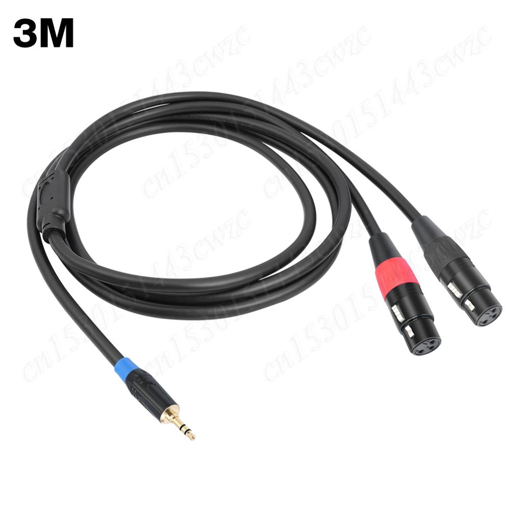 3.5mm To Dual Female XLR Y-Splitter Cable Male To Female 3.5mm To Dual XLR Breakout Y Splitter Cable Gold-Plated Plug