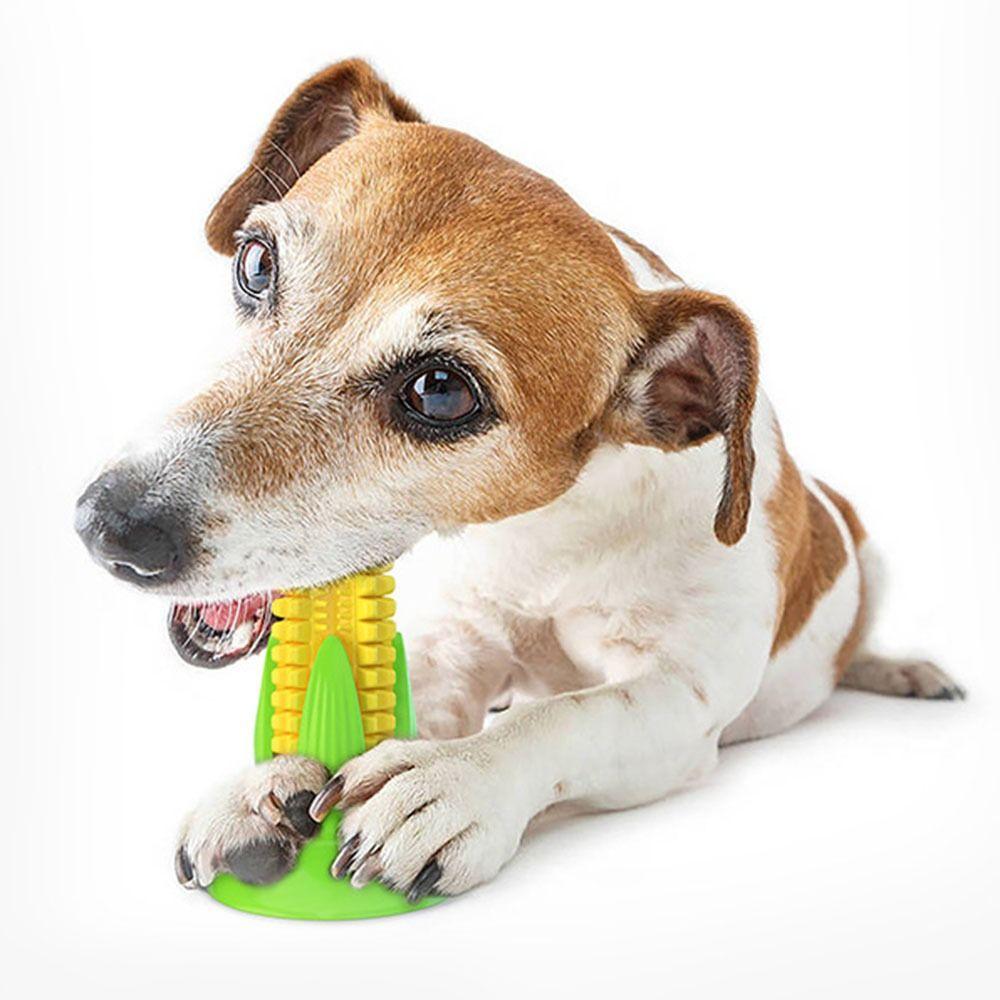 Corn Shape Pet Corn Cob Chew Toy Bottom Suction Cup Teeth Cleaning Dog Toothbrush Toy Squeaky Grinding Interactive Dog Toy
