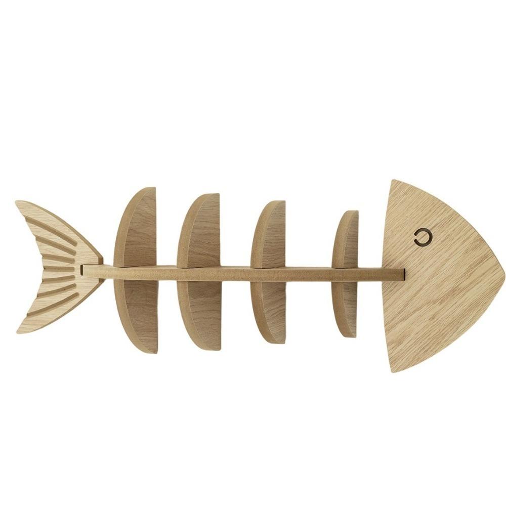 Vintage Wooden Wall Mounted Shelf Fish Shaped Display Rack Unique Fish Bone Shelf Kitchen Decor Wood