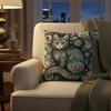 Bohemian Paisley Cat Print Throw Pillow Cover, Teal Floral Mandala Art Decorative Cushion