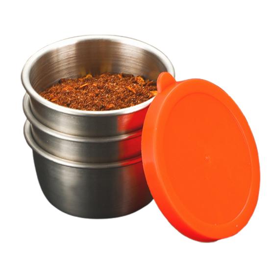 6Pcs Sauce Cups with Easy Open Colorful Lids Leak-Proof 40ml Salad Dressing Containers Stainless Steel Snack Cups