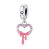 Beads Copper Charms Original Pink Heart Pendant Girls Beads Fit Bracelet Jewelry Diy Women Fine Gift Accessory