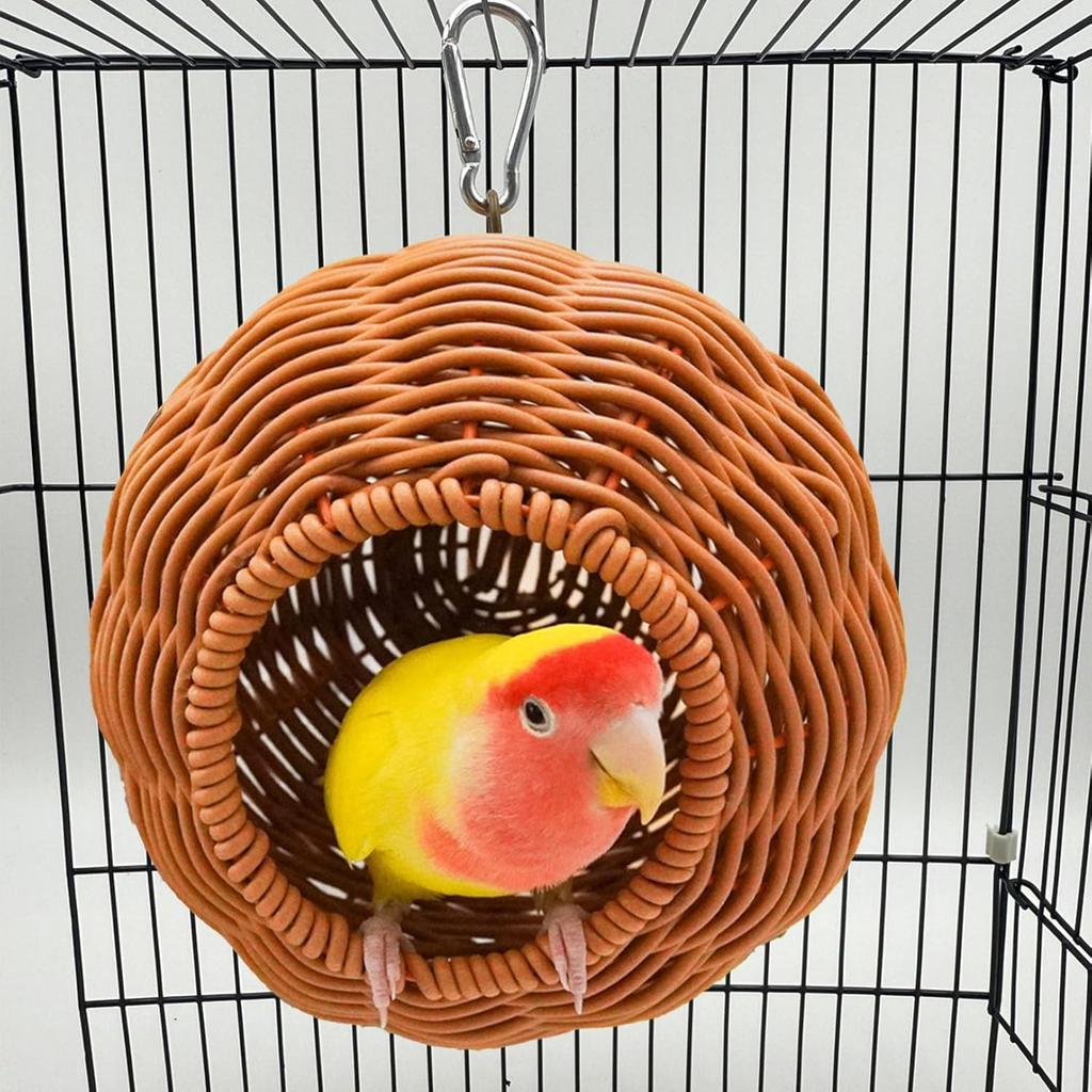 Rattan Bird Nest For Cage,Hanging Parrot Breeding Nesting House Washable Soft Lay Warm Sleep Hut Bird Cage Accessories For Cockatiels Budgerigars